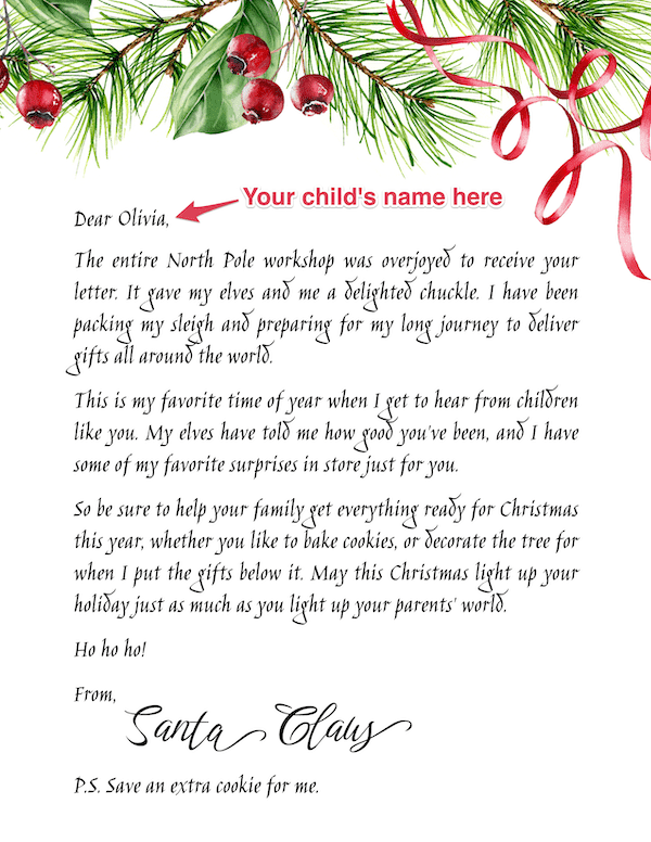 Best Free Printable Letter From Santa Templates / Printable Santa Claus ...